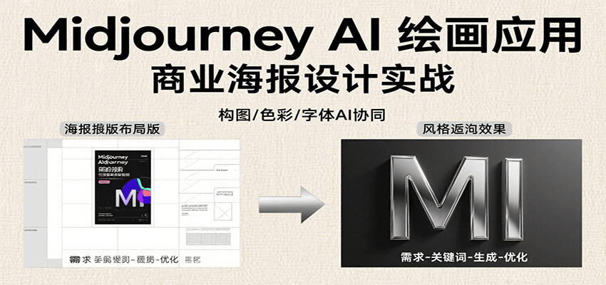 Midjourney AI绘画应用，关键词指令解析、漫画头像制作、海报设计、3D人物生成等-59网创
