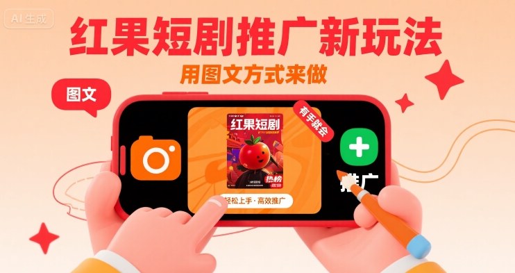 红果短剧推广新玩法，用图文方式来做，有手就会-59网创