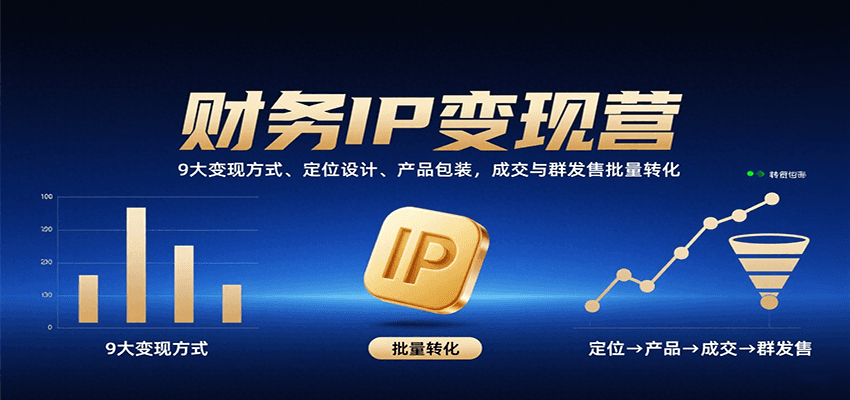 财务IP变现营：9大变现方式、定位设计、产品包装，成交与群发售批量转化-59网创