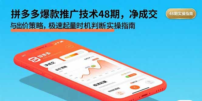 拼多多爆款推广技术48期,净成交与出价策略,极速起量时机判断实操指南-59网创