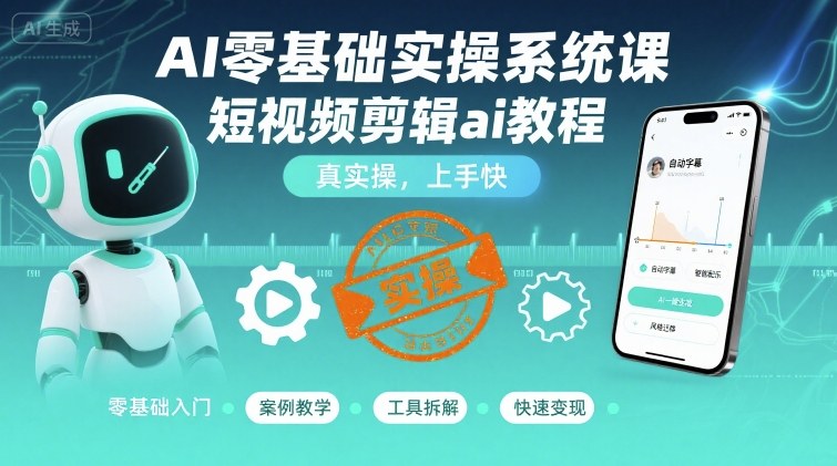 AI零基础实操系统课,短视频剪辑ai教程,真实操,上手快-59网创