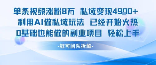 单条视频私域变现4.9k+利用AI做私域玩法 已经开始火热0基础也能做的副业项目轻松上手-59网创