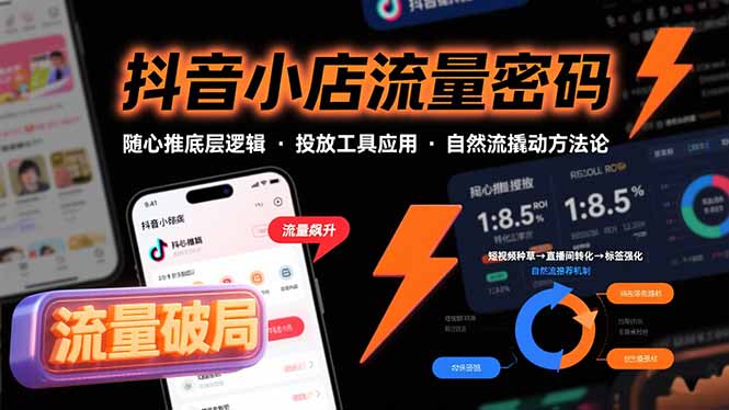 抖音小店流量密码，随心推底层逻辑，投放工具应用，自然流撬动核心方法论-59网创