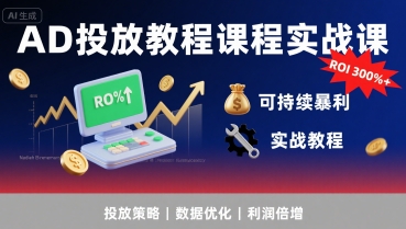 AD投放教程课程实战课，实现广告ROI300%+可持续暴利-59网创