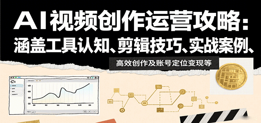 AI视频创作运营攻略:涵盖工具认知、剪辑技巧、实战案例、高效创作及账号定位变现等-59网创