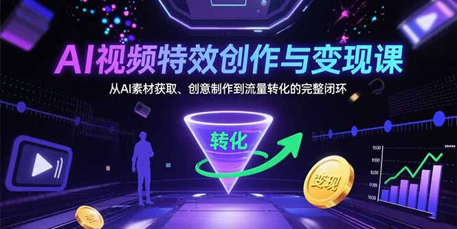 AI视频特效创作与变现课：从AI素材获取、创意制作到流量转化的完整闭环-59网创