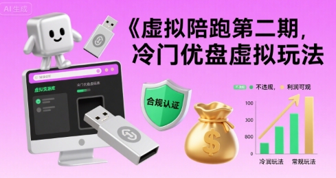 虚拟陪跑第二期，冷门优盘虚拟玩法，不违规，利润可观-59网创