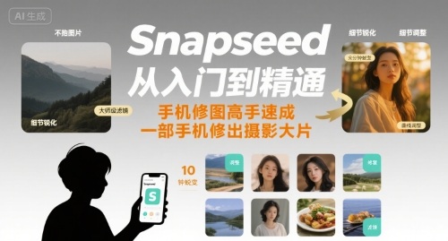 Snapseed从入门到精通，手机修图高手速成，一部手机就能修出摄影大片-59网创