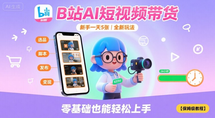 B站AI短视频带货,新手一天5张,全新玩法【保姆级教程】-59网创