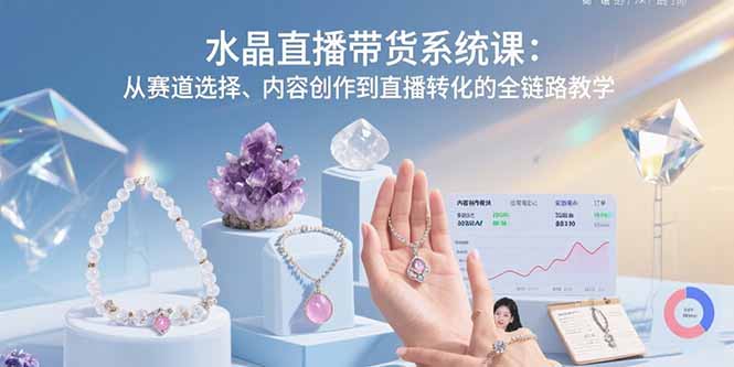 水晶直播带货系统课：从赛道选择、内容创作到直播转化的全链路教学-59网创