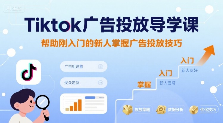 Tiktok广告投放导学课，帮助刚入门的新人掌握广告投放技巧-59网创