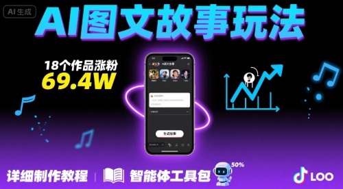 抖音爆火的ai图文故事玩法，18个作品涨粉69.4W，详细制作教程+智能体-59网创