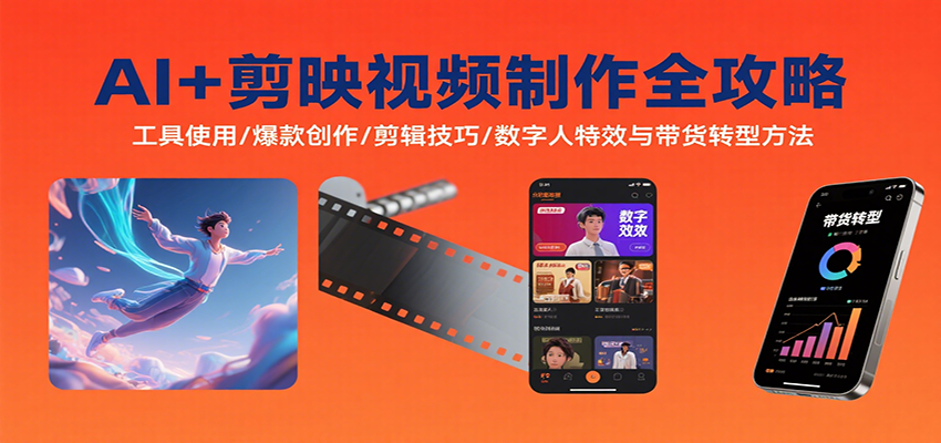 AI+剪映视频制作全攻略：工具使用/爆款创作/剪辑技巧/数字人特效与带货转型方法-59网创