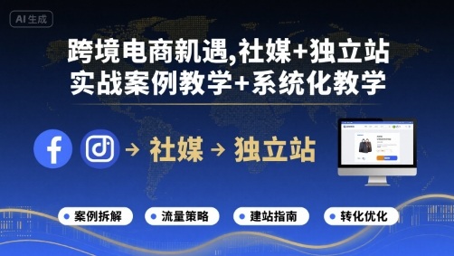 跨境电商新机遇，社媒+独立站，实战案例教学+系统化教学-59网创