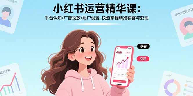 小红书运营精华课：平台认知/广告投放/账户设置,快速掌握精准获客与变现-59网创