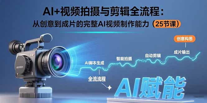 AI+视频拍摄与剪辑全流程：从创意到成片的完整AI视频制作能力(25节课-59网创