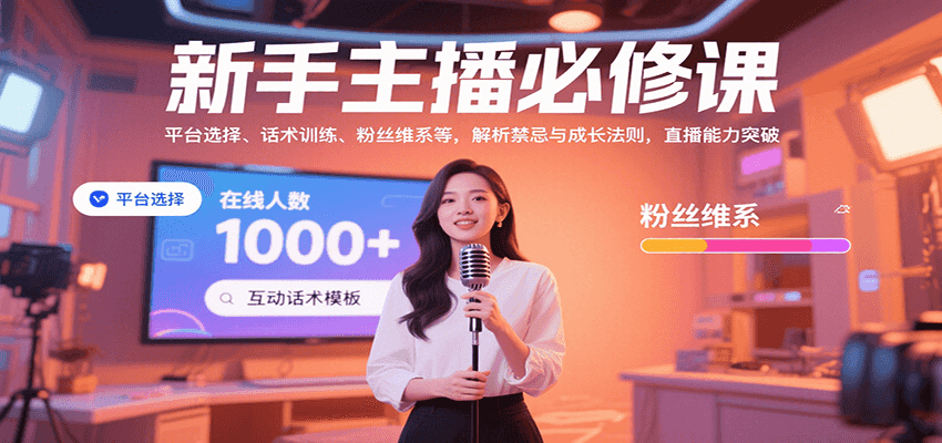新手主播必修课：平台选择、话术训练、粉丝维系等，解析禁忌与成长法则，突破直播能力-59网创