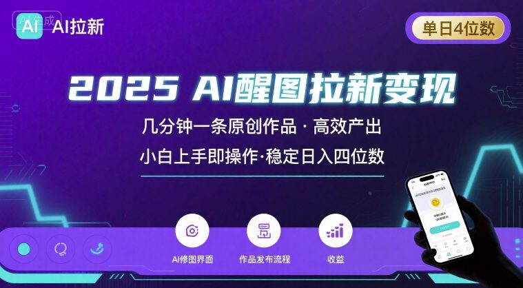 2025最强AI醒图拉新,几分钟一条原创作品,单日收入4位数,小白也能上手操作-59网创