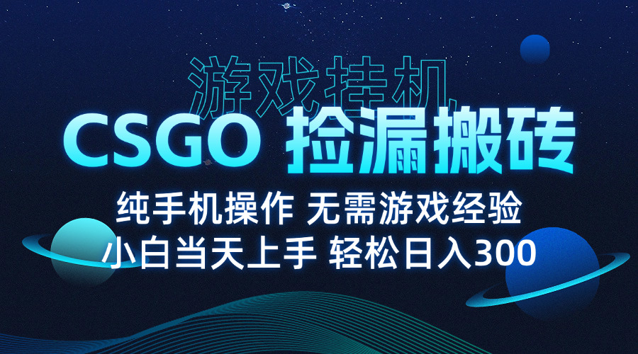 8月最新游戏搬砖,CSGO纯挂机,不需要玩游戏,实现真挂机,月入1W+-59网创