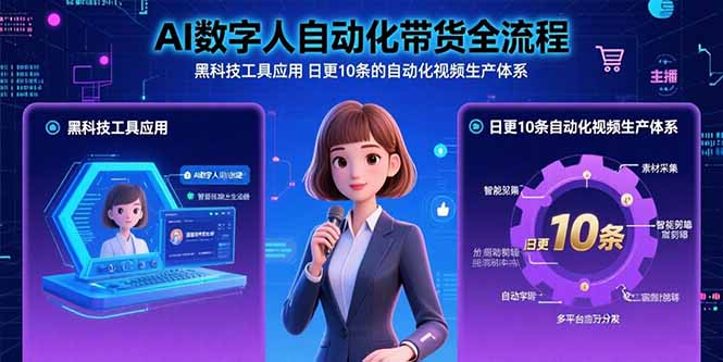 AI数字人自动化带货全流程：黑科技工具应用 日更10条的自动化视频生产体系-59网创