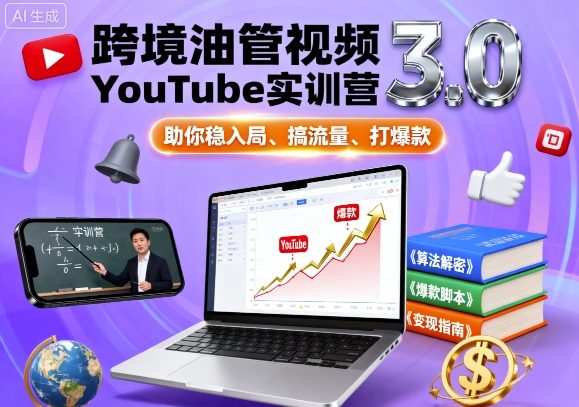 跨境油管视频YouTube实训营3.0，助你稳入局、搞流量、打爆款-59网创