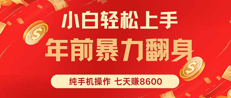 七天狂赚8600，小白纯手机操作，日入1000+-59网创