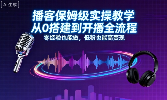 播客保姆级实操教学,从0搭建到开播全流程,零经验也能做,低粉也能高变现-59网创