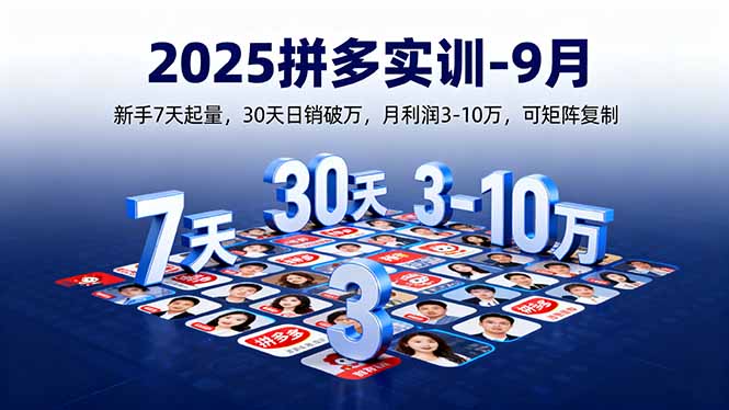 2025拼多多实训-9月:新手7天起量,30天日销破万,月利润3-10万,可矩阵复制-59网创
