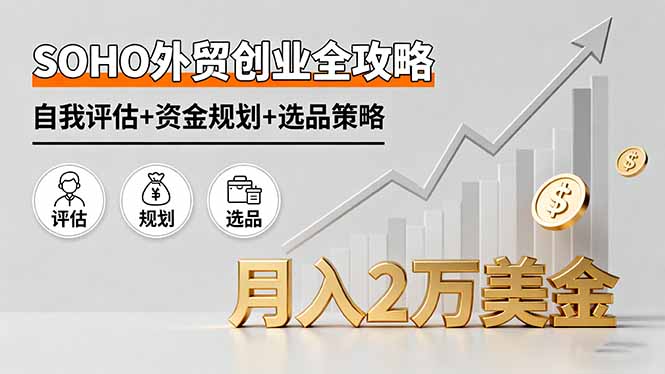 SOHO外贸创业全攻略，自我评估+资金规划+选品策略，月入2万美金-59网创