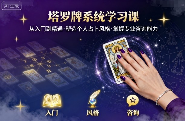 塔罗牌系统学习课，助你从入门到精通，塑造个人占卜风格，掌握专业咨询能力-59网创