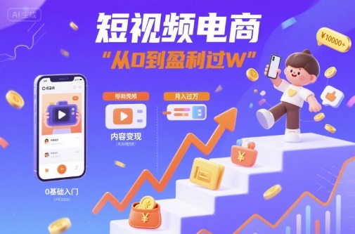 短视频电商:短视频变现从0到盈利过W-59网创