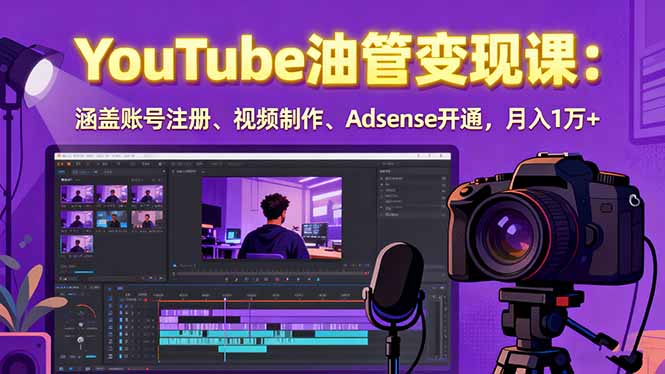 2025YouTube油管变现课:涵盖账号注册、视频制作、Adsense开通,月入1万+-59网创