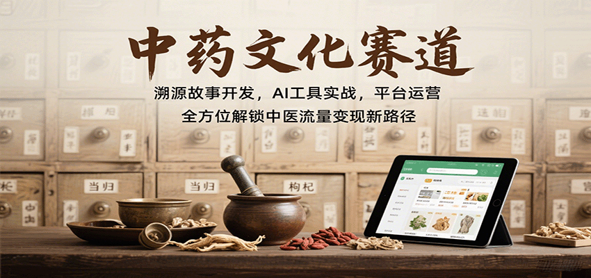 中药文化赛道：溯源故事开发，AI工具实战，平台运营，全方位解锁中医流量变现新路径-59网创