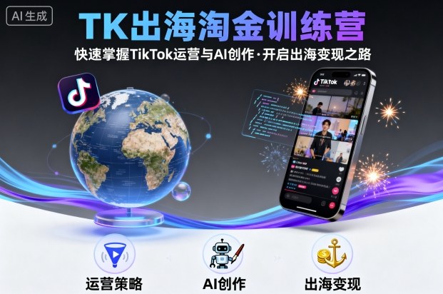 TK出海淘金训练营，助你快速掌握TikTok运营与AI创作，开启出海变现之路-59网创