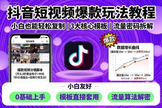 抖音短视频爆款玩法教程，小白也能轻松复制-59网创