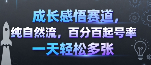 成长感悟赛道,纯自然流,百分百起号率 一天轻松多张-59网创