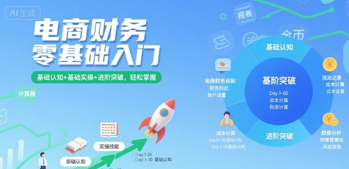 电商财务零基础入门，基础认知+基础实操+进阶突破，轻松掌握-59网创