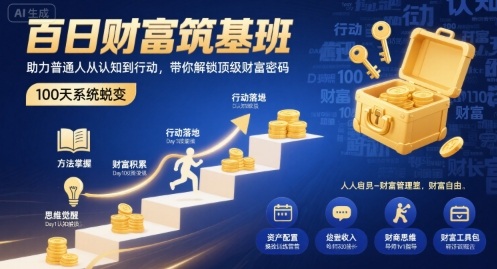 百日财富筑基班,助力普通人从认知到行动,带你解锁顶级财富密码-59网创