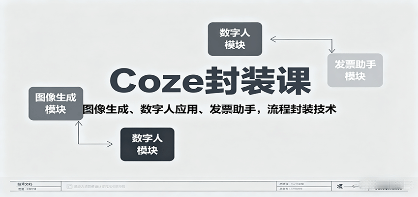 Coze封装课，图像生成、数字人应用、发票助手，流程封装技术-59网创