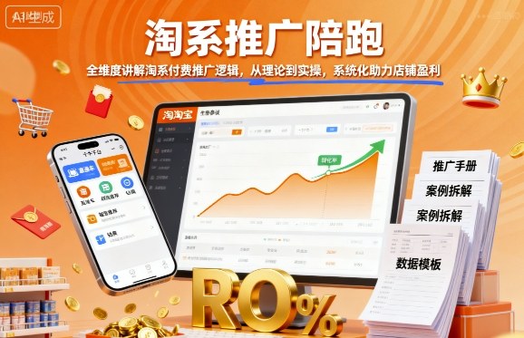 淘系推广陪跑，全维度讲解淘系付费推广逻辑，从理论到实操，系统化助力店铺盈利-59网创