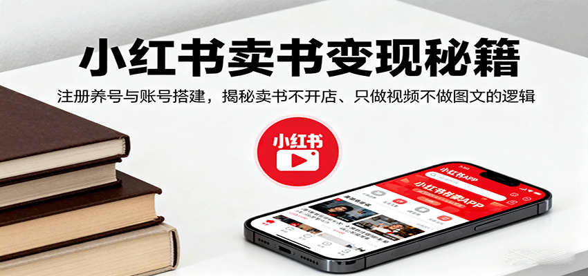 小红书卖书变现秘籍,注册养号与账号搭建,揭秘卖书不开店、只做视频不做图文的逻辑-59网创