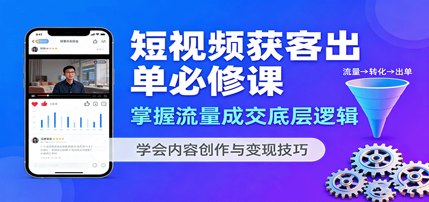 短视频获客出单必修课：掌握流量成交底层逻辑，学会内容创作与变现技巧-59网创