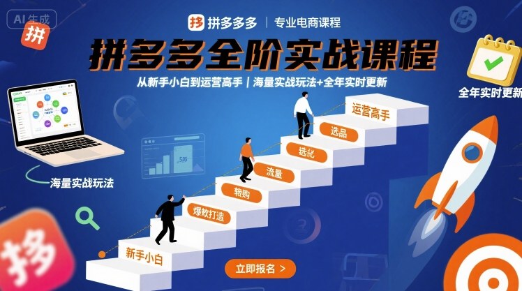 拼多多全阶实战课程，从新手小白到运营高手，海量实战玩法+全年实时更新【2025年9月更新】-59网创