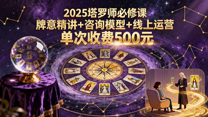 2025塔罗师必修课，牌意精讲+咨询模型+线上运营，单次收费500元-59网创