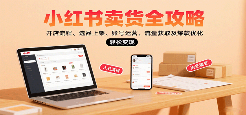 小红书卖货全攻略：开店流程、选品上架、账号运营、流量获取及爆款优化，轻松变现-59网创