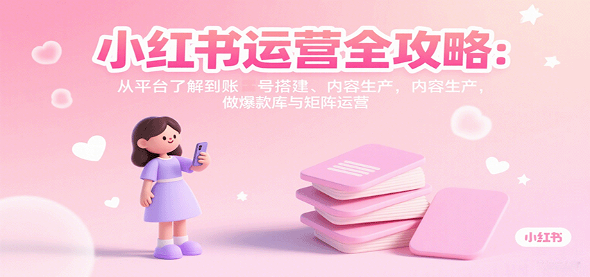 小红书运营全攻略：从平台了解到账号搭建、内容生产，做爆款库与矩阵运营-59网创