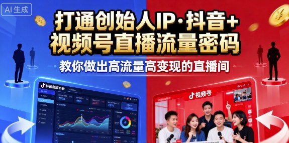 25年直播9-10两期线下课，打通创始人IP，抖音+视频号直播流量密码，教你做出高流量高变现的直播间-59网创