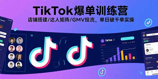 TikTok爆单训练营,店铺搭建/达人矩阵/GMV投流,单日破千单实操-59网创