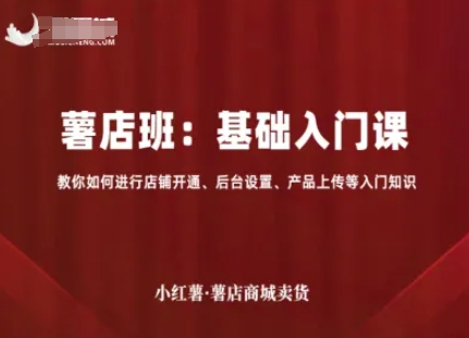 小红薯薯店商城卖货,基础入门课,教你如何进行店铺开通、后台设置、产品上传等入门知识-59网创
