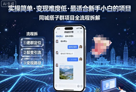 实操简单，变现难度低，最适合新手小白做的项目，每天轻松收入3张，同城搭子群项目全流程拆解-59网创